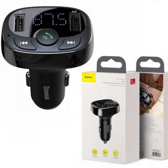 

ФМ модулятор Baseus T-Typed BT с Bluetooth MP3 FM трансмиттер базеус с блютуз в прикуриватель для авто/машины