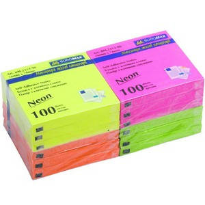 

Папір д/нотаток самокл., 76х76мм, 80арк неоновий BUROMAX, Разные цвета