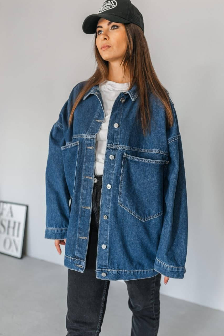 

Женская джинсовка оверсайз синяя, Синий