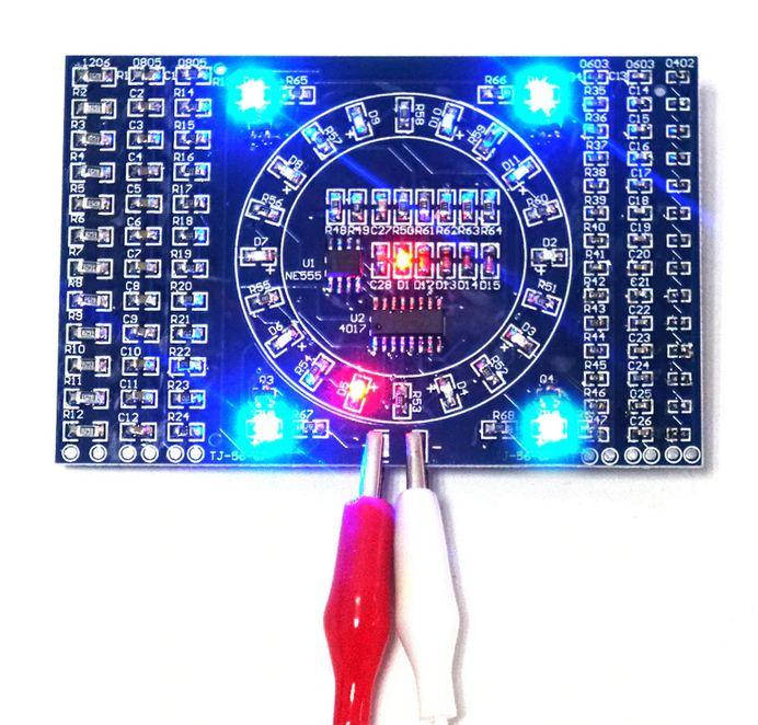 

Радиоконструктор Вращающийся огонёк на CD4017 и NE555 для обучения SMD пайке