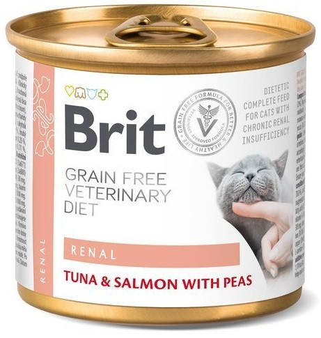 

Brit GF Veterinary Diet Cat Renal Влажный корм с тунцом и лососем для кошек с ХПН 200 г