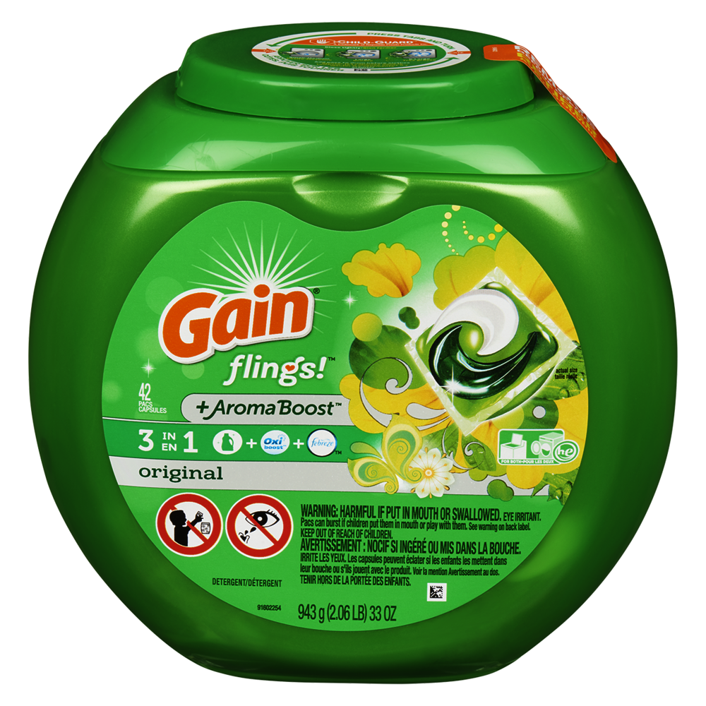 

Капсулы для стирки универсальные Gain Flings Original plus Aroma Boost 48шт (США)
