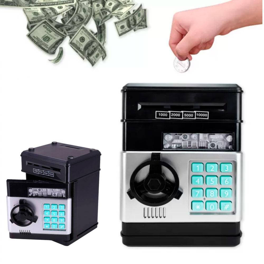 

Электронная копилка-сейф Number Bank с кодовым замком и купюроприемником / Детская копилка сейф (77), Черный