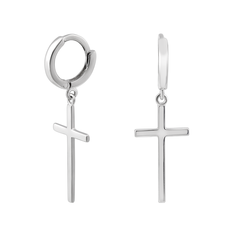

Серебряные серьги Крестики подвески большие без камней
