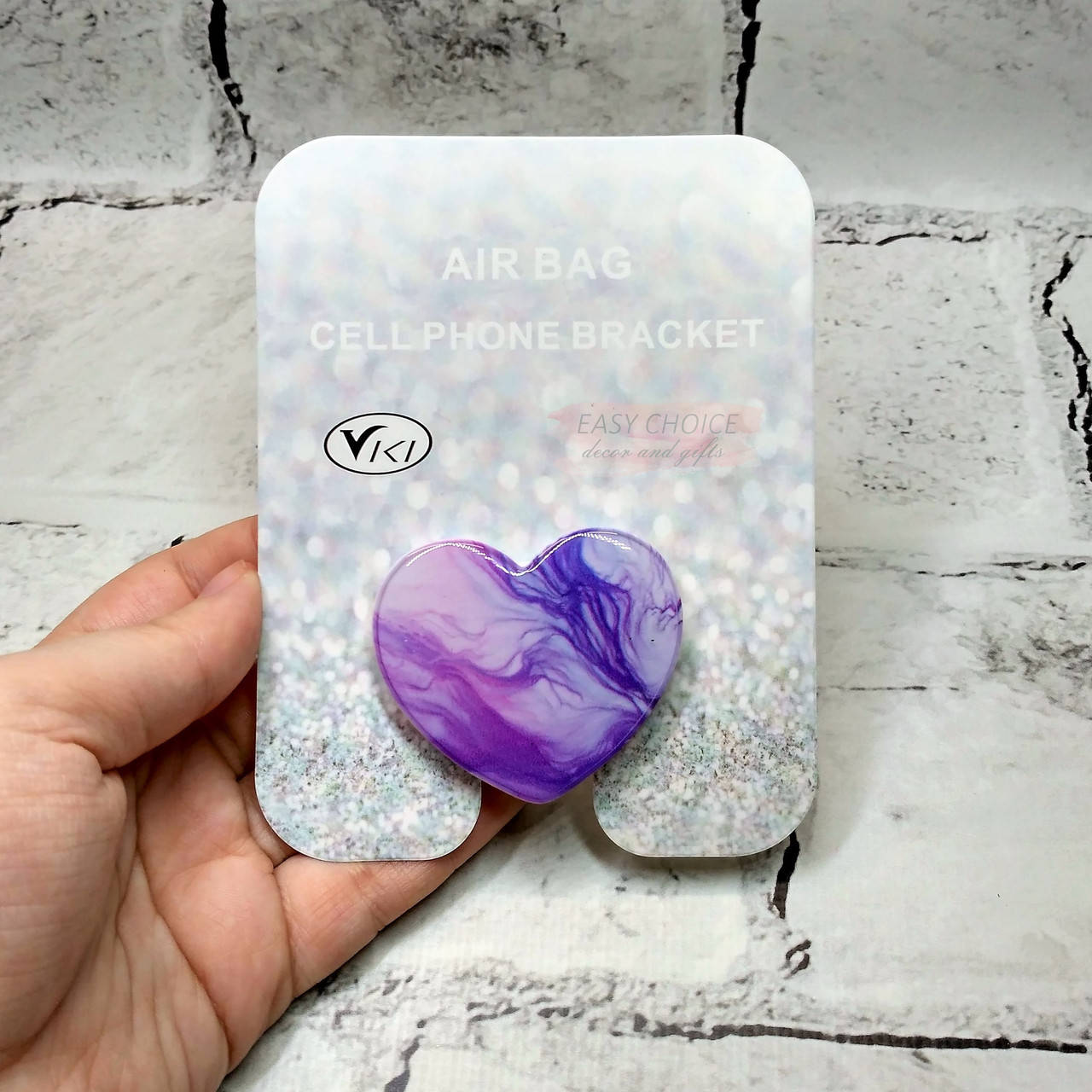 

Попсокет Popsocket держатель для телефона Сердце мрамор, фиолетовый