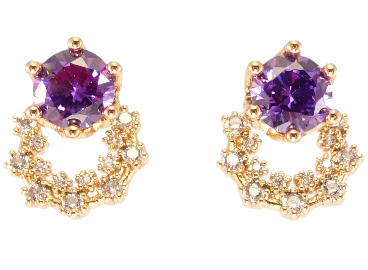 

Серьги Xuping Позолота 18K гвоздики (пусеты) "Веночки с россыпью циркония и сиреневым кристаллом"