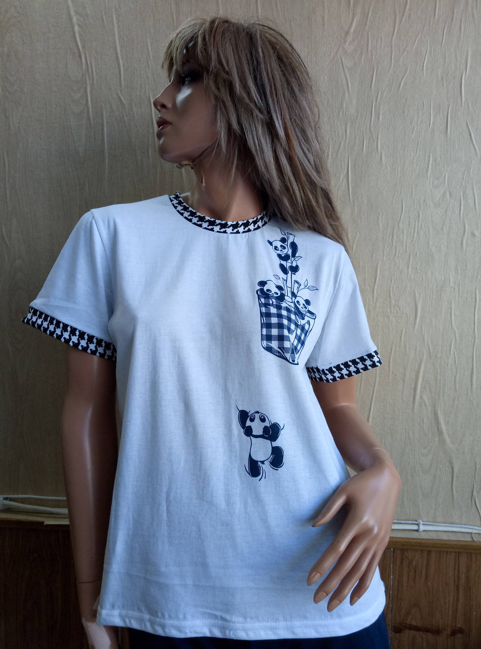 

Футболка женская с накатом и отделкой