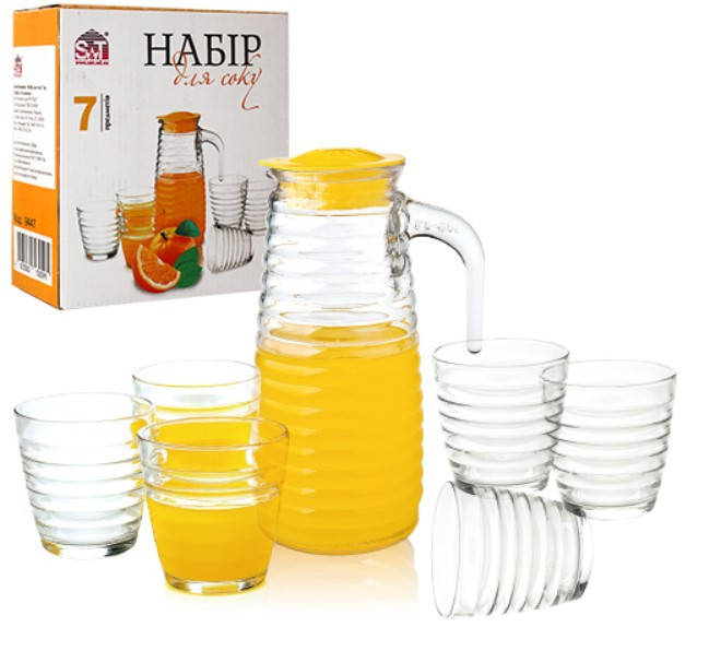 

Набір для напоїв (графин - 820 мл, 6 стаканів по 230 мл)
