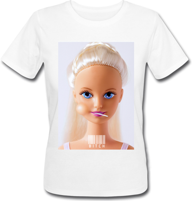 

Женская футболка Barbie B*tch (белая) M, Белый