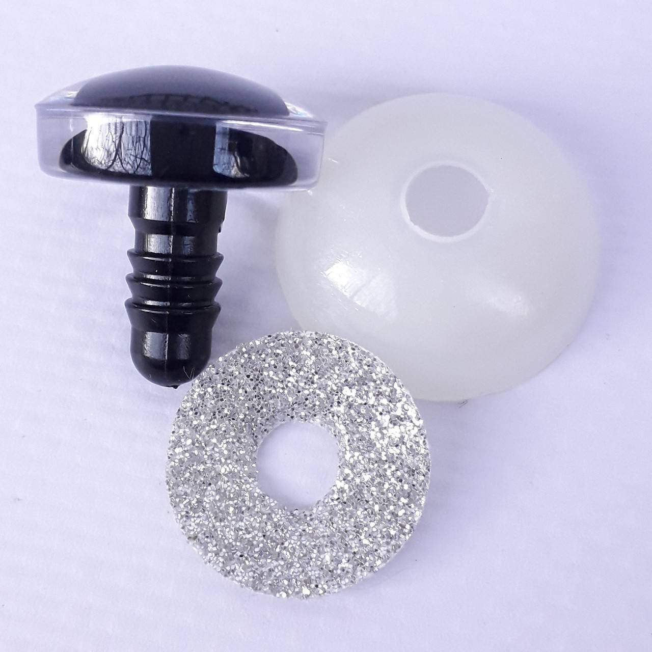 

Глазки для игрушек 14мм, глитерные, с заглушкой. Серебряные.