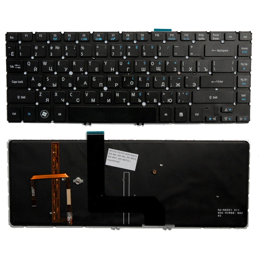 

Клавиатура Acer Aspire M3-481 подсветка клавиш, Черный