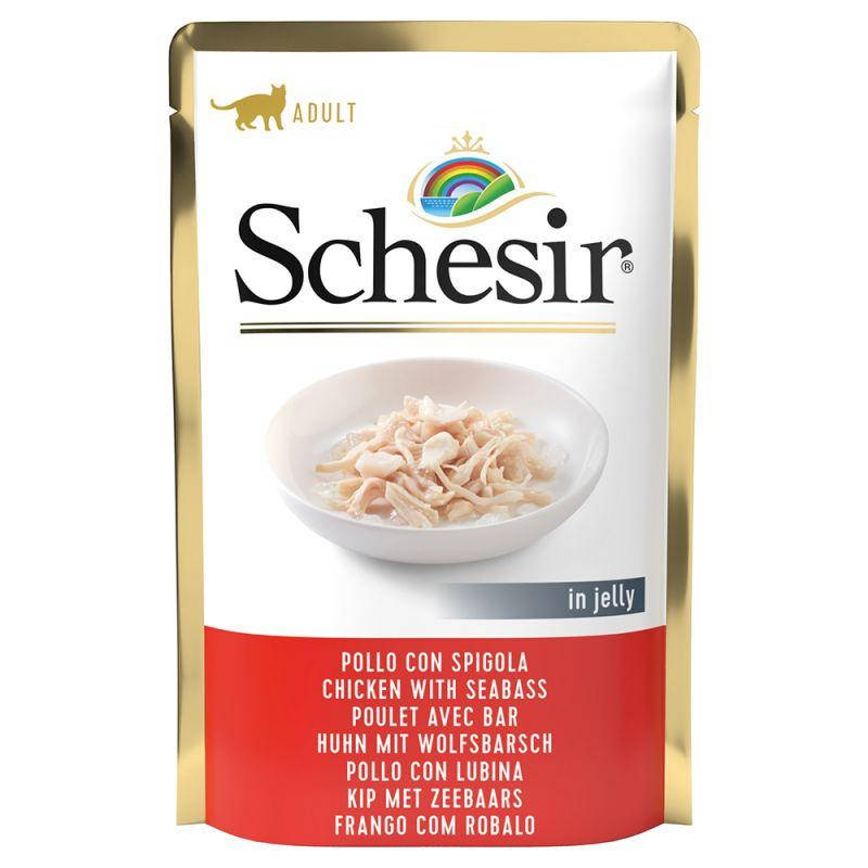 

Schesir консервы для кошек курица и морской окунь в желе
