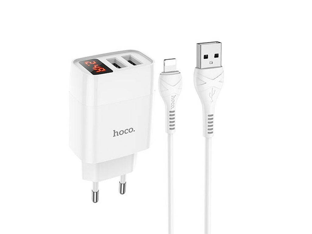 

СЗУ HOCO C86A 2USB 2.4A + кабель Lightning White, Белый
