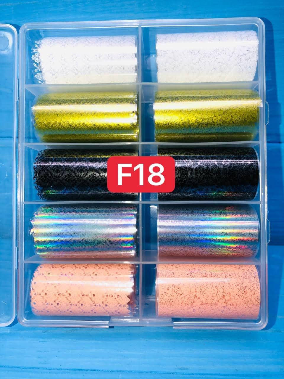 

Фольга для дизайна на ногтях в боксе, набор 10 шт. F18, Разные цвета