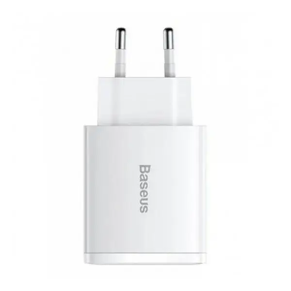 

Адаптер питания для телефона Baseus Compact Quick Charger 2U + C White 30W EU, Белый