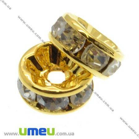 

Разделитель 8 мм, Золото, Стразы стеклянные белые, 1 шт (OBN-007576)