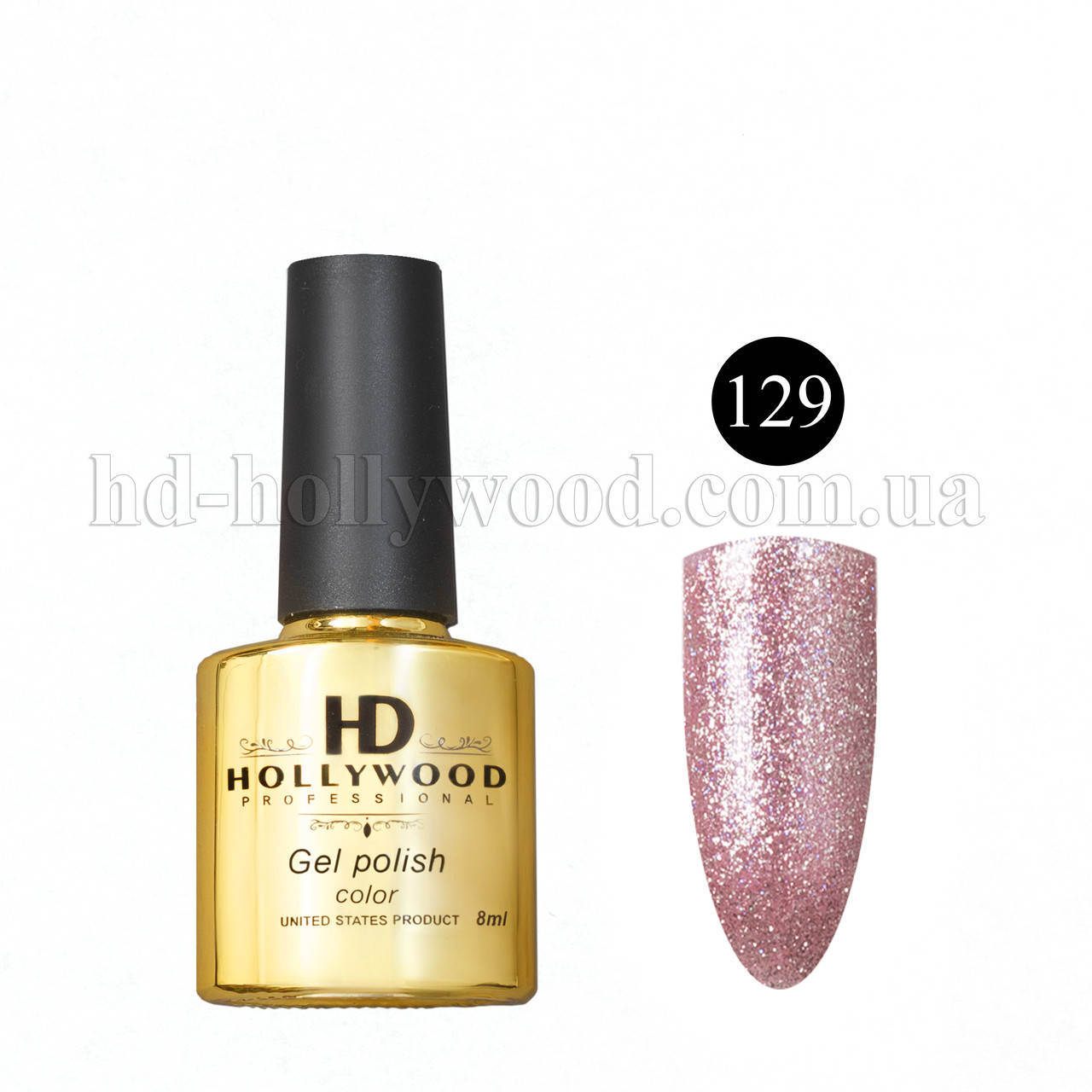 

Гель лак 129 Розовое Золото Плотный Шиммер HD Hollywood 8 ml