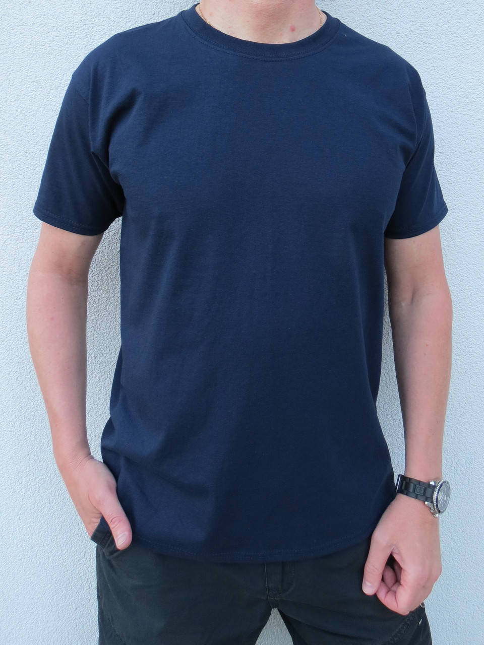 

Футболка Базовая Однотонная Мужская Темно-Синяя S, M, L, XL, XXL