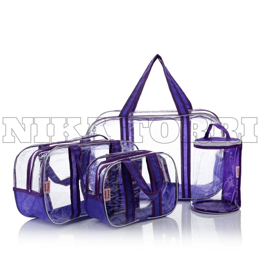 

Прозрачные сумки в роддом + органайзер Фиолетовый