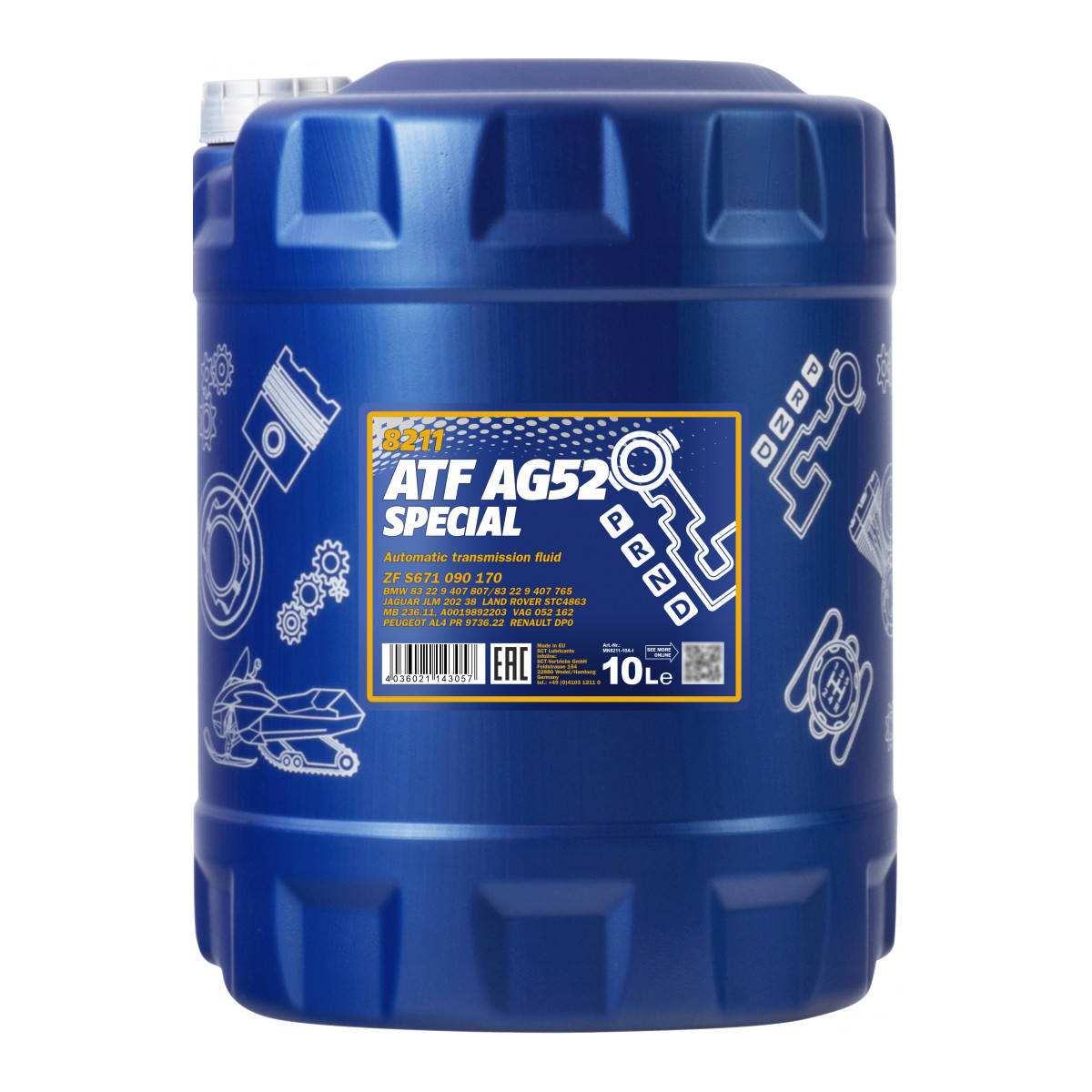 

Трансмиссионное масло Mannol 8211 ATF AG52 AUTOMATIC SPECIAL 10л (допуск VW G 052 162) АКПП 5 ступеней