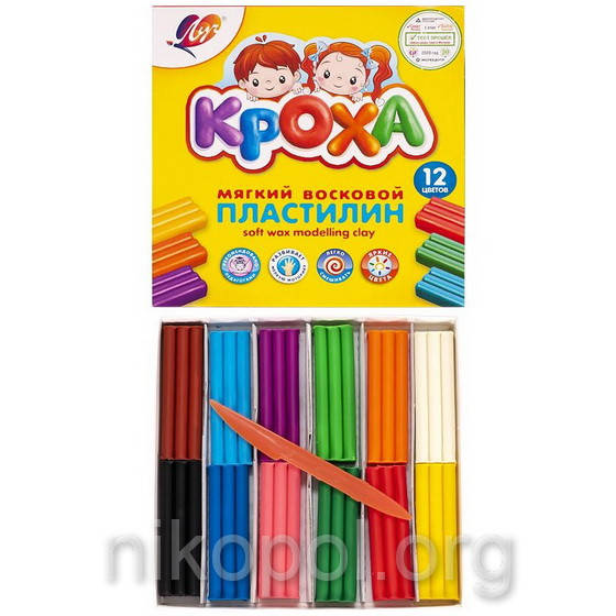 

Мягкий пластилин 12 цветов "Луч" "Кроха", 180 грамм, Разные цвета
