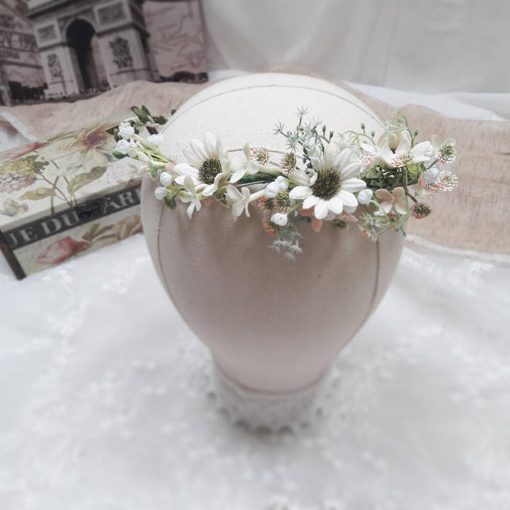 

Венок нежный с ромашками. Венок для фотосессии Свадебный венок.Венок с полевых цветов. Обруч. Венок розовый.