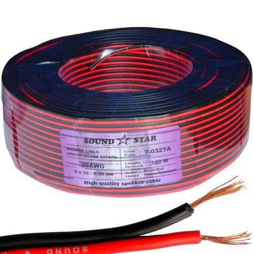 

Кабель питания низковольтный Sound Star 2x0.32мм CCA красно-черный Цена за 100м