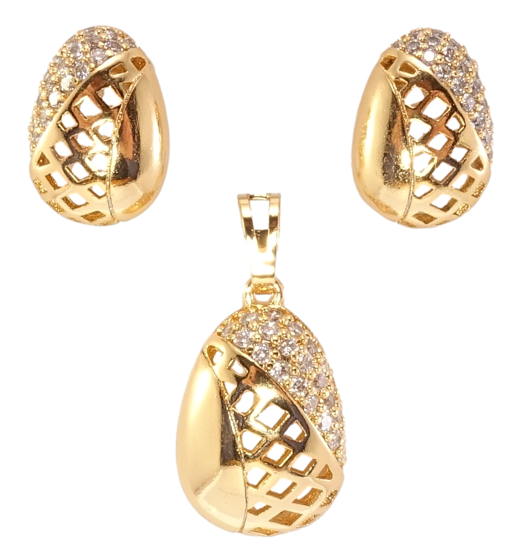 

Набор Xuping Позолота 18K Серьги Кулон "Выпуклые овалы с решетчатым узором и инкрустацией цирконием"