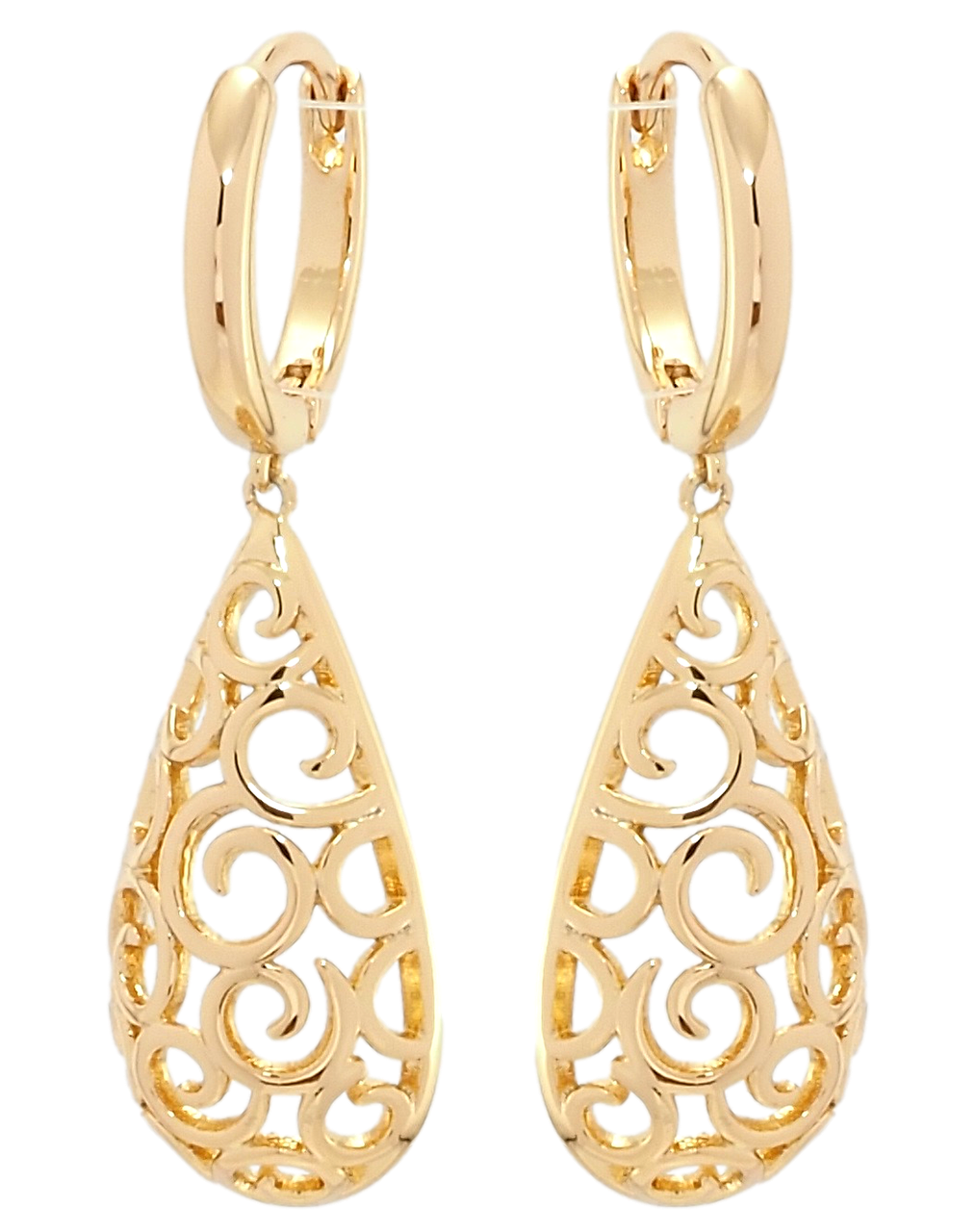 

Серьги Xuping Позолота 18K подвески на колечках "Ажурные капельки"