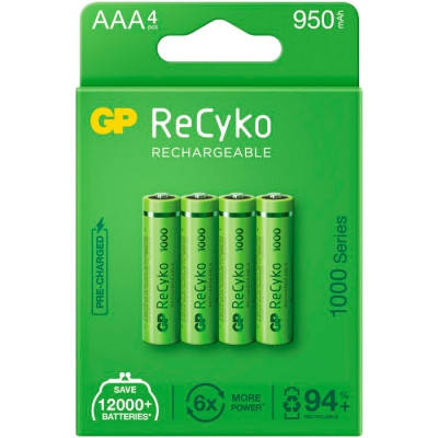

Акумулятор GP Batteries AAA 950mAh NiMh 4шт ReCyko 1000 Series