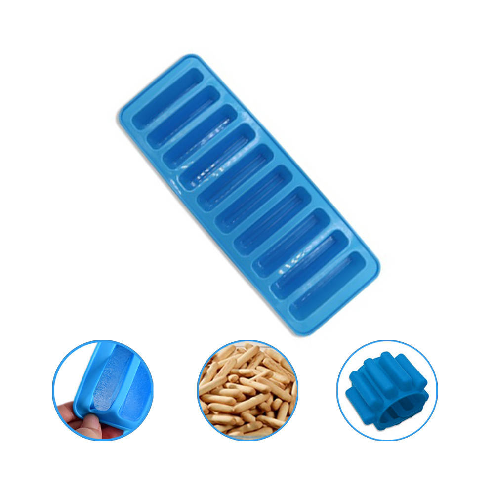 

Форма силиконовая Cumenss Blue длинные 10 ячеек для заморозки льда шоколада конфет, Синий