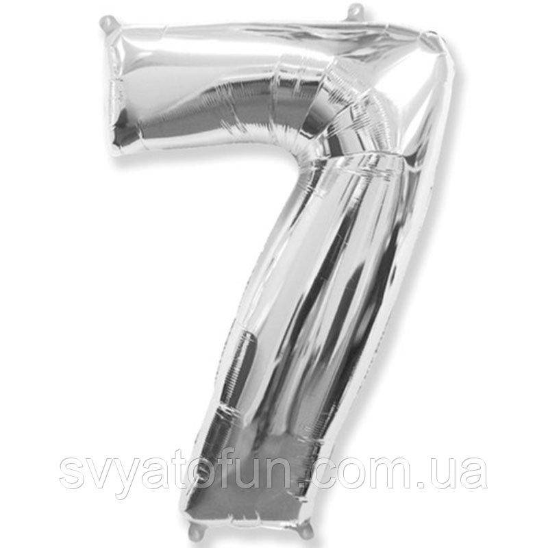 

Фольгированный шар цифра "7" серебро 40" FlexMetal, Серебристый