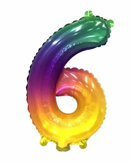 

Шар цифра "6" омбре (радуга) двухсторонняя, 35 см