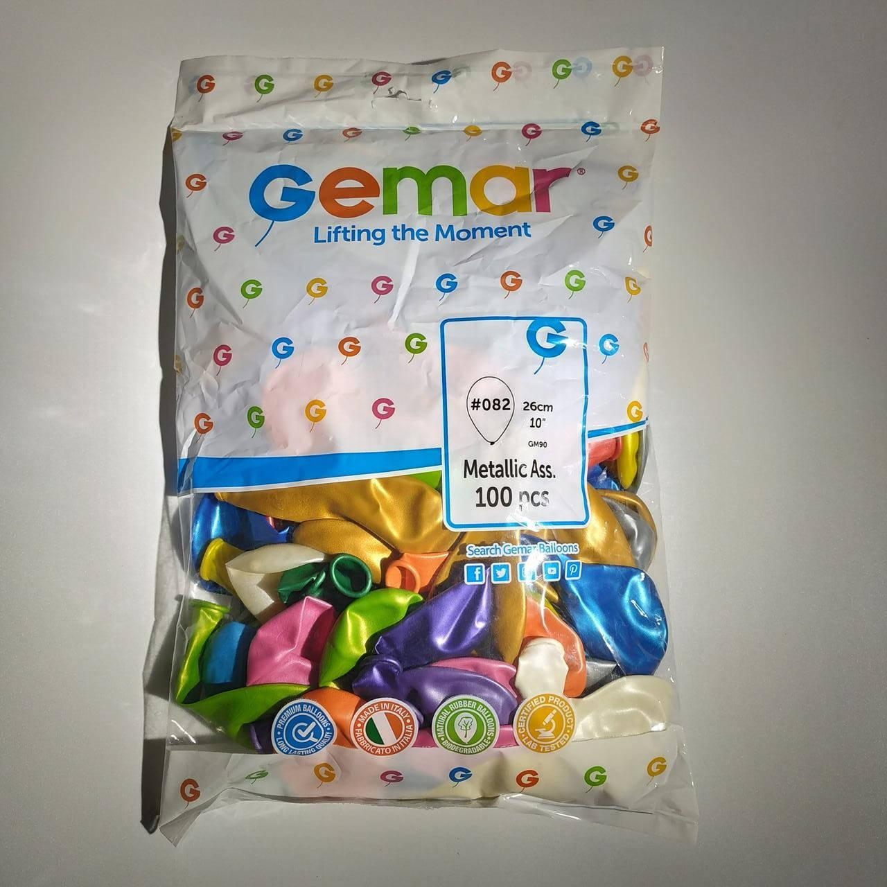 

Воздушные шары Gemar металлик 10"(26 см) ассорти 100 шт, Разные цвета