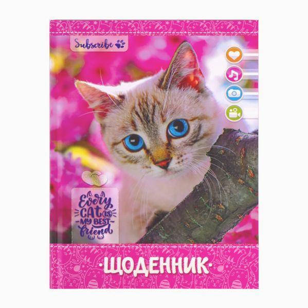 

Щоденник А5 / тв. обл. мат +глиттер / Кошка на дереве