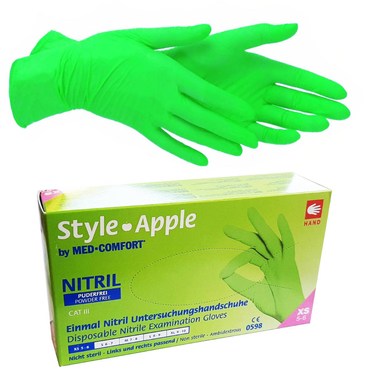 

Нитриловые перчатки AMPri Style салатовые Apple, Зелёный