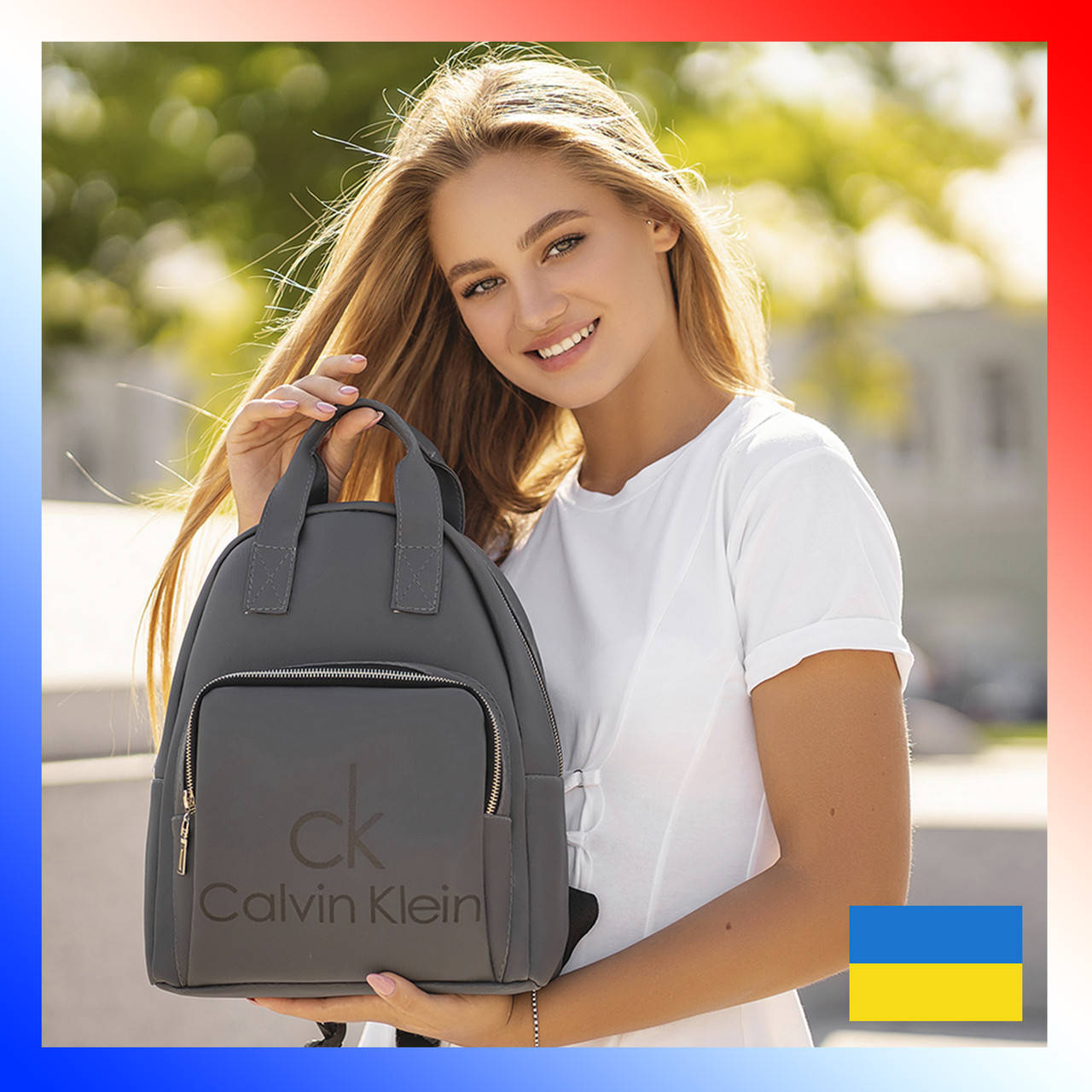 

Рюкзак женский Calvin Klein Кельвин Кляйн городской эко кожа серый FS, Разные цвета