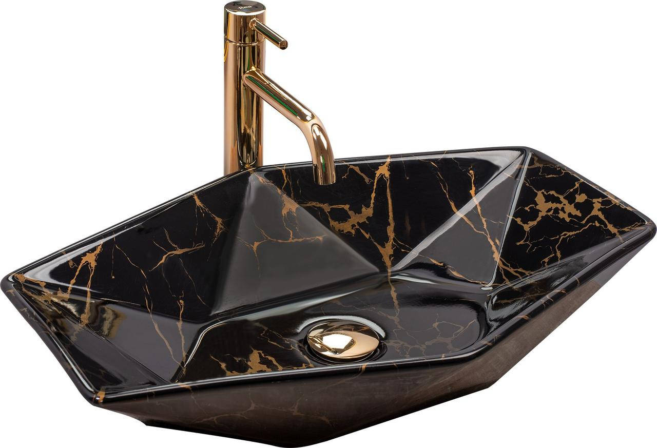 

Умывальник (раковина) REA VEGAS BLACK MARBLE SHINY накладной черный