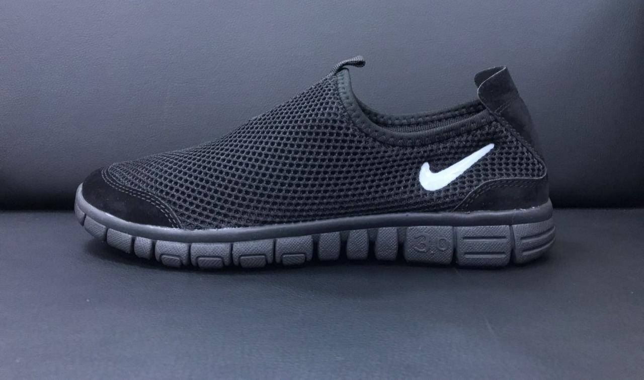 

Мужские летние слипоны Nike Free run 3.0 сетка черные р 41-46