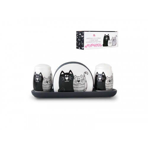 

Набор для соли и перца с салфетницей S&T Мурчики 6912-19