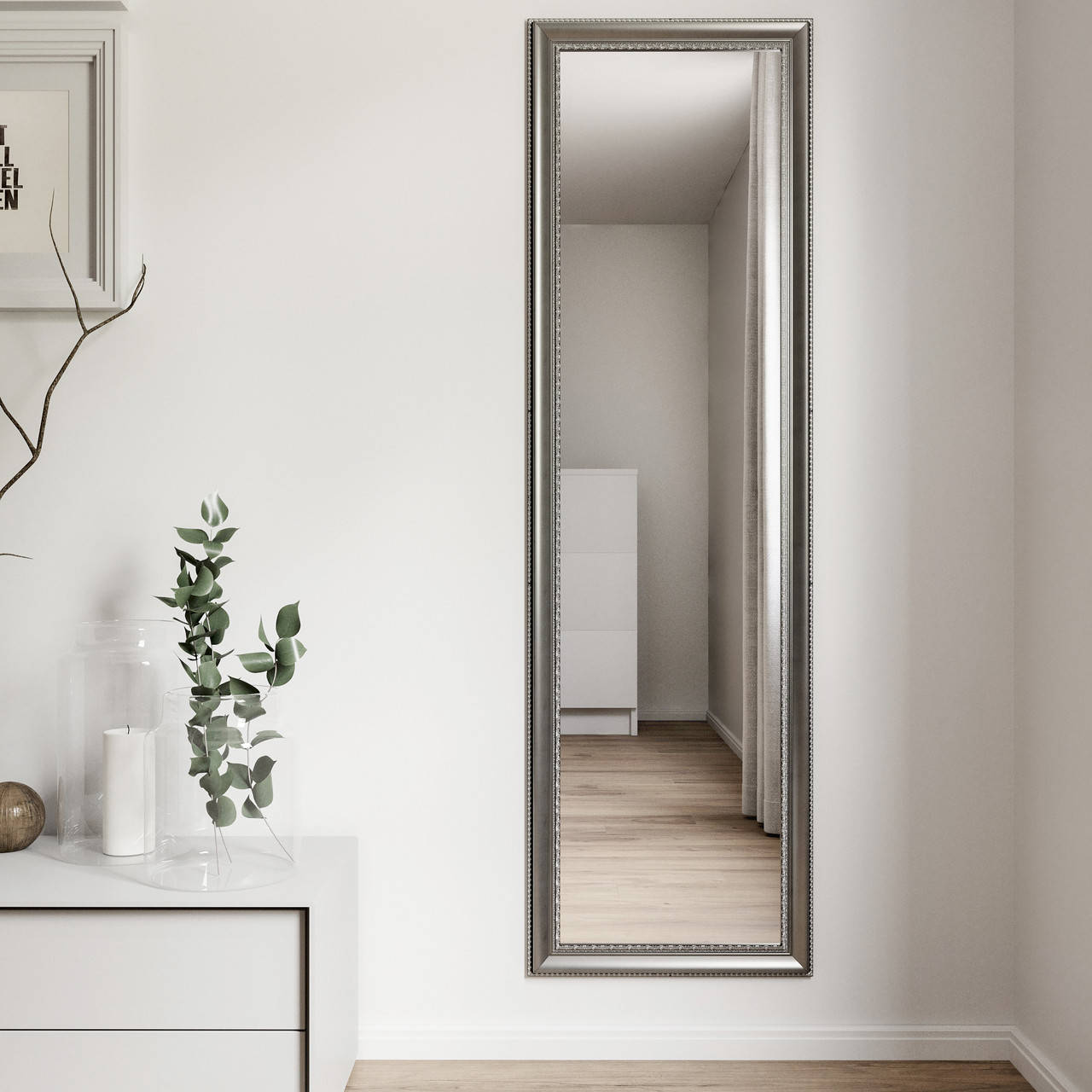 

Большое настенное зеркало в серебряной раме 170х50 Black Mirror для ванной комнаты спальни коридора прихожей, Серебристый