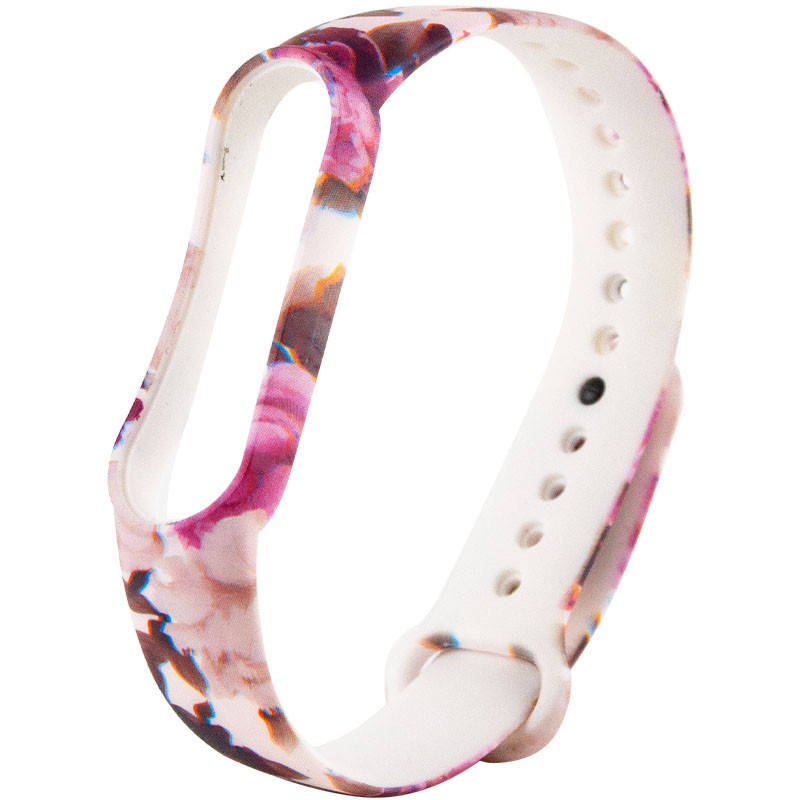 

Силиконовый Ремешок для Xiaomi Mi Band 5 / 6 (Бордовые Розы / Белый)