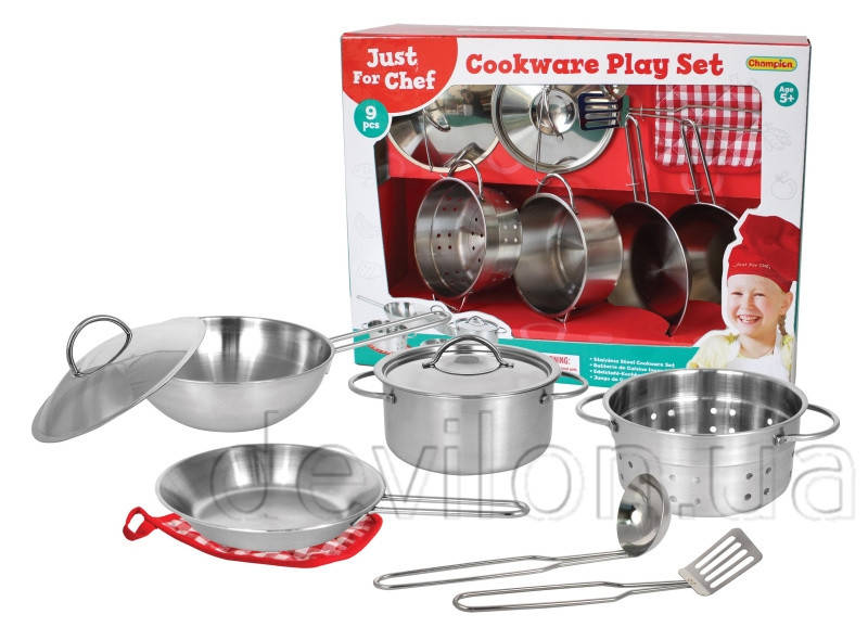 

Набор игровой посуды - кухонный, 9 шт, 40,7x30,5x12,7 см, нержавеющая сталь (CH21052)