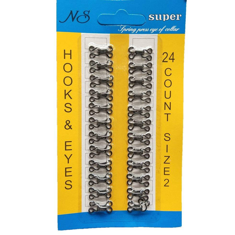 

2 крючки, застежки для одежды Sindtex черные 24шт, Черный
