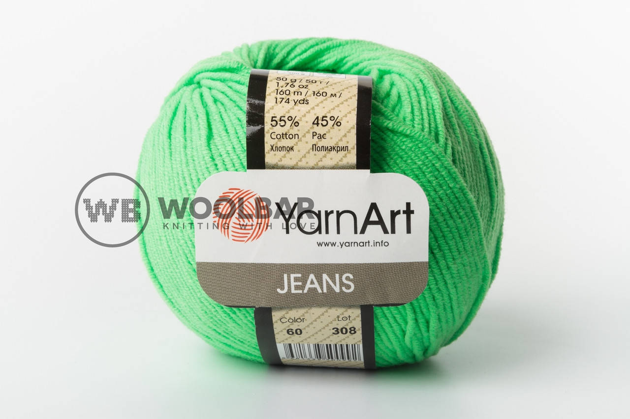 

Пряжа YarnArt Jeans 60 ядовитый салат