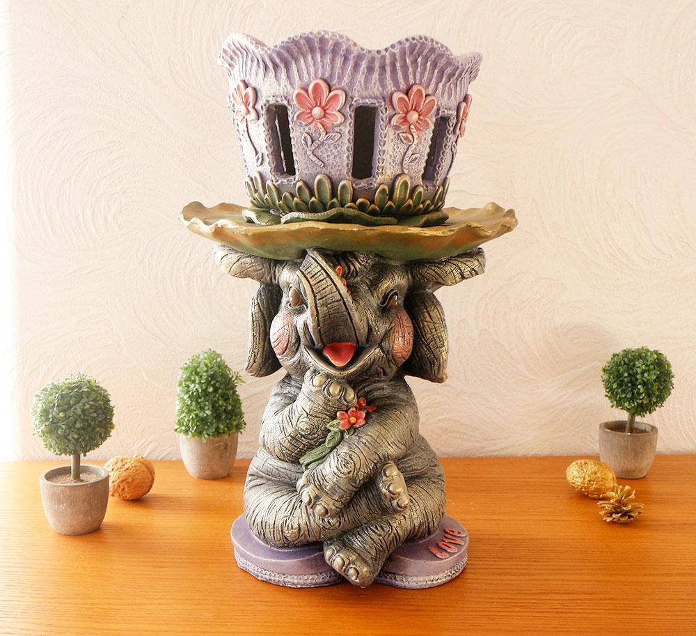 

Слоник кашпо кольоровий гіпс СГ023 кол