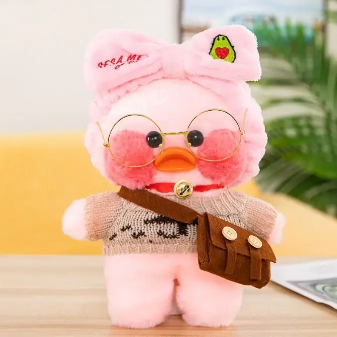 

Утка Лалафанфан, Lalafanfan duck мягкая игрушка с одеждой 30 см - Розовый
