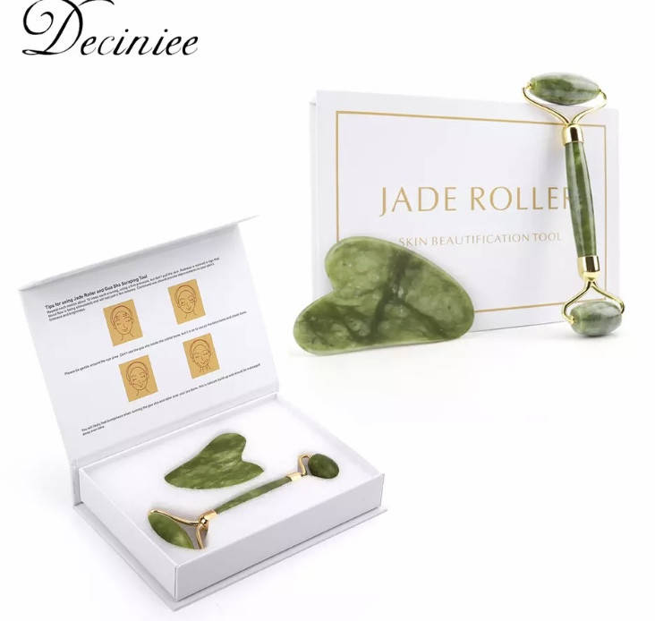 

Нефритовый массажер роллер и скребок гуаша премиум качества в подарочной коробке