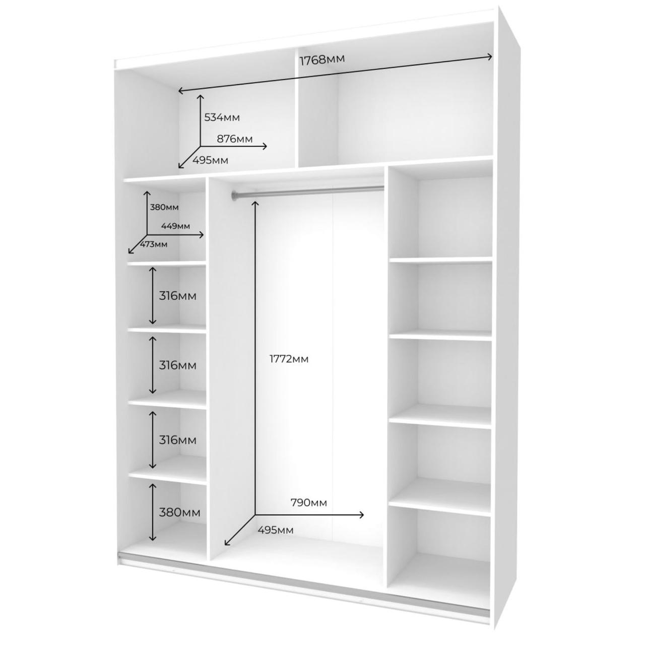 Шафа купе Doros G-Caiser Білий / Білий 2 ДСП / 3 частини 180х60х240 (42002108) 4