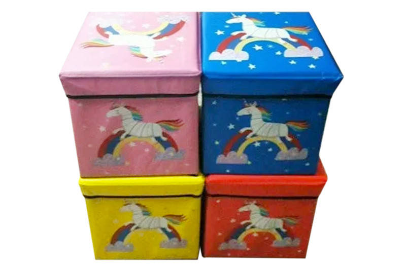 

Корзина-сундук для игрушек CLR607 (30шт) 4 вида, с крышкой, в пакете 31*31*31см